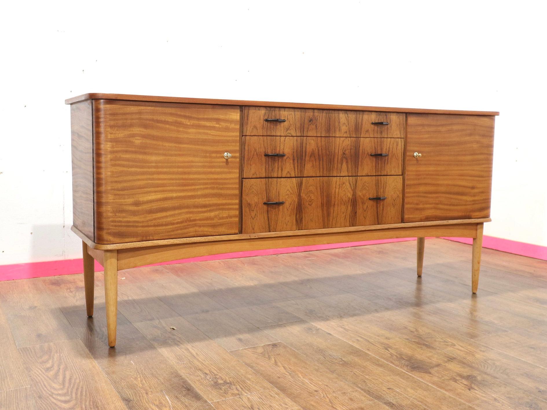 Mid Century Modern Vintage Teak Sideboard Credenza by Wrighton Danish Style For Sale 8