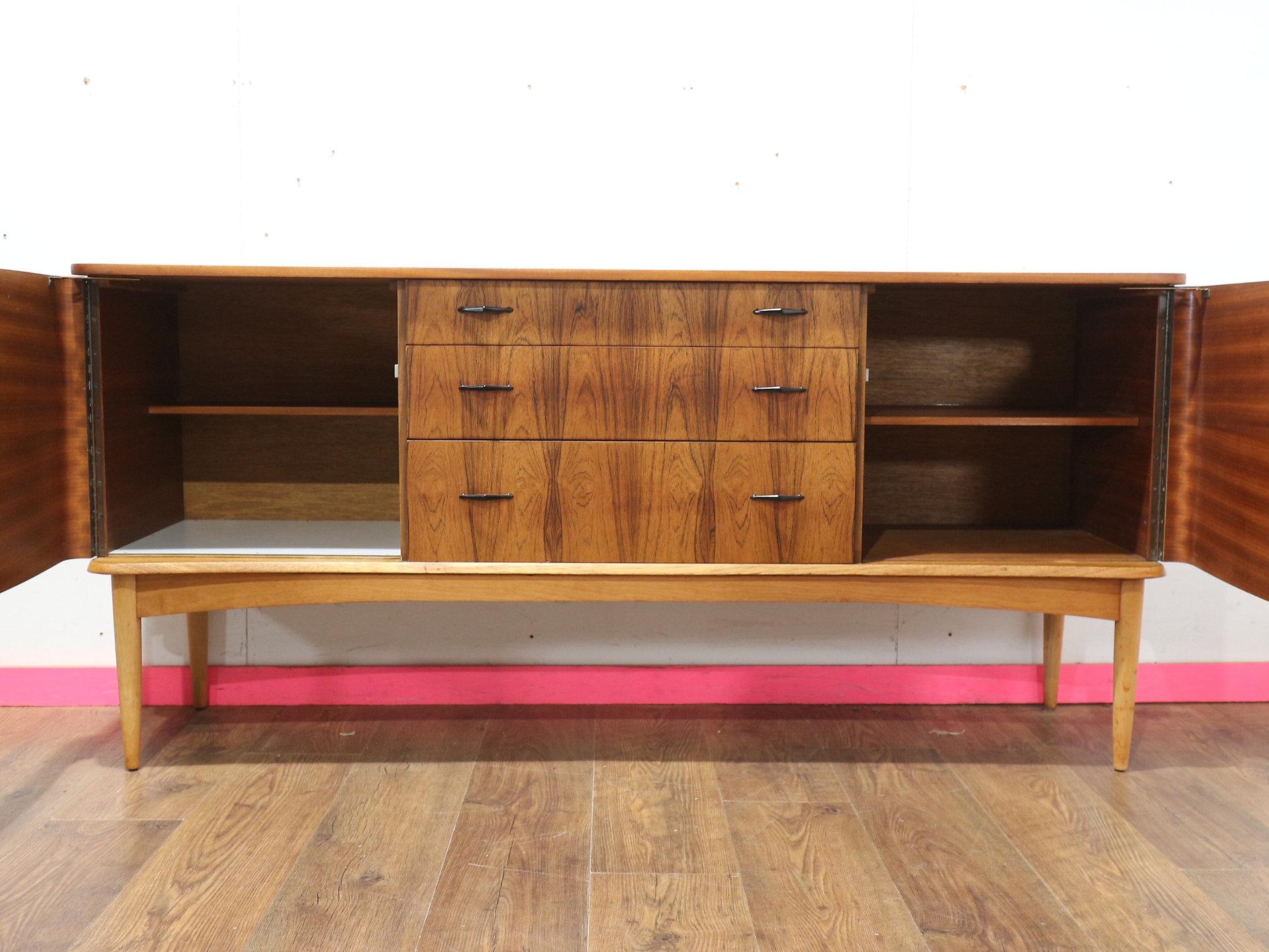 Mid Century Modern Vintage Teak Sideboard Credenza by Wrighton Danish Style For Sale 1