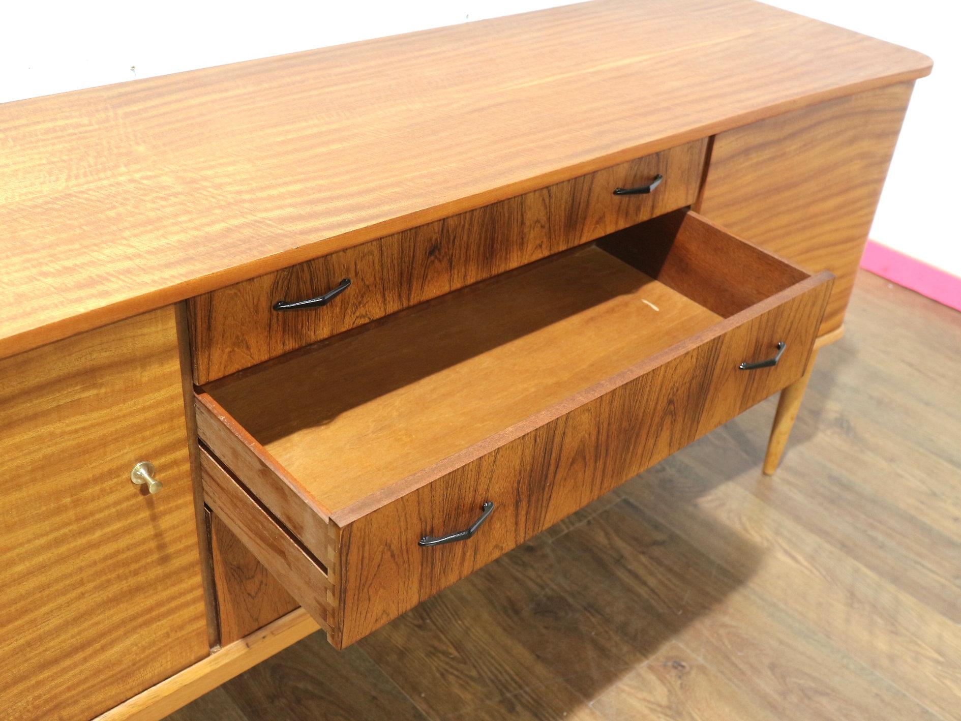 Mid Century Modern Vintage Teak Sideboard Credenza by Wrighton Danish Style For Sale 2