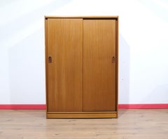 Mid Century Modern Vintage Teak Sliding Door Armoire Wardrobe by Austinsuite