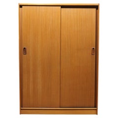 Mid Century Modern Vintage Teak Sliding Door Armoire Wardrobe by Austinsuite