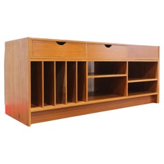 Mid Century Modern Vintage Teak Swedish Record Vinyl Display Cabinet