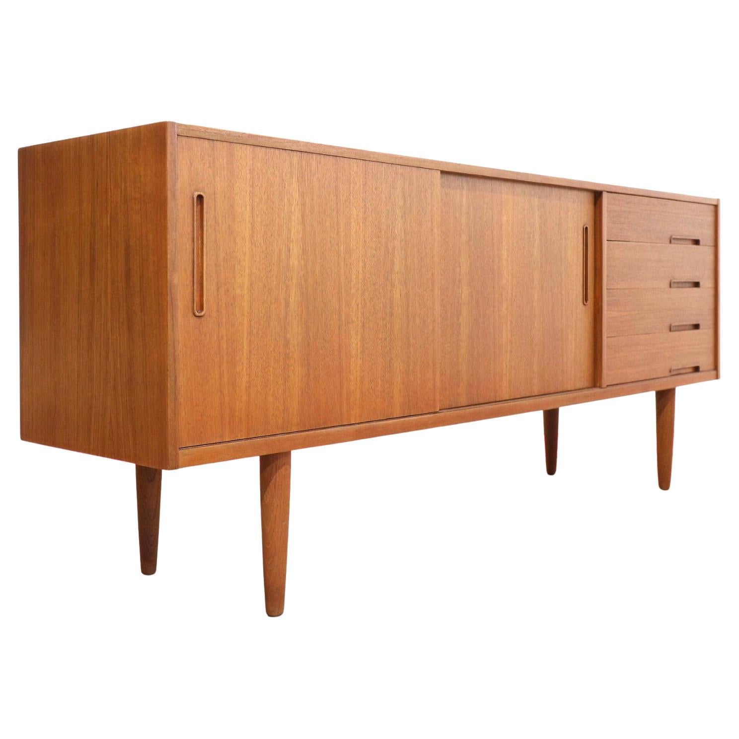 Mid Century Modern Vintage Teak Swedish Sideboard Credenza by Nils Jonsson