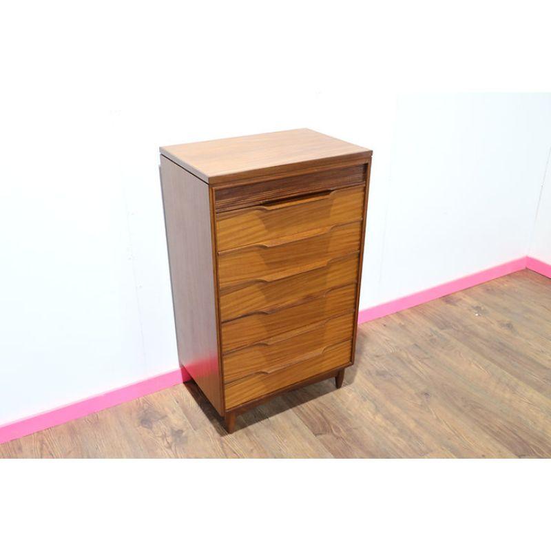 Mid Century Modern Vintage Teak Tall Boy Dresser Drawers by White and Newton 2