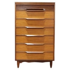 Mid Century Modern Vintage Teak Tall Boy Dresser Drawers by White and Newton
