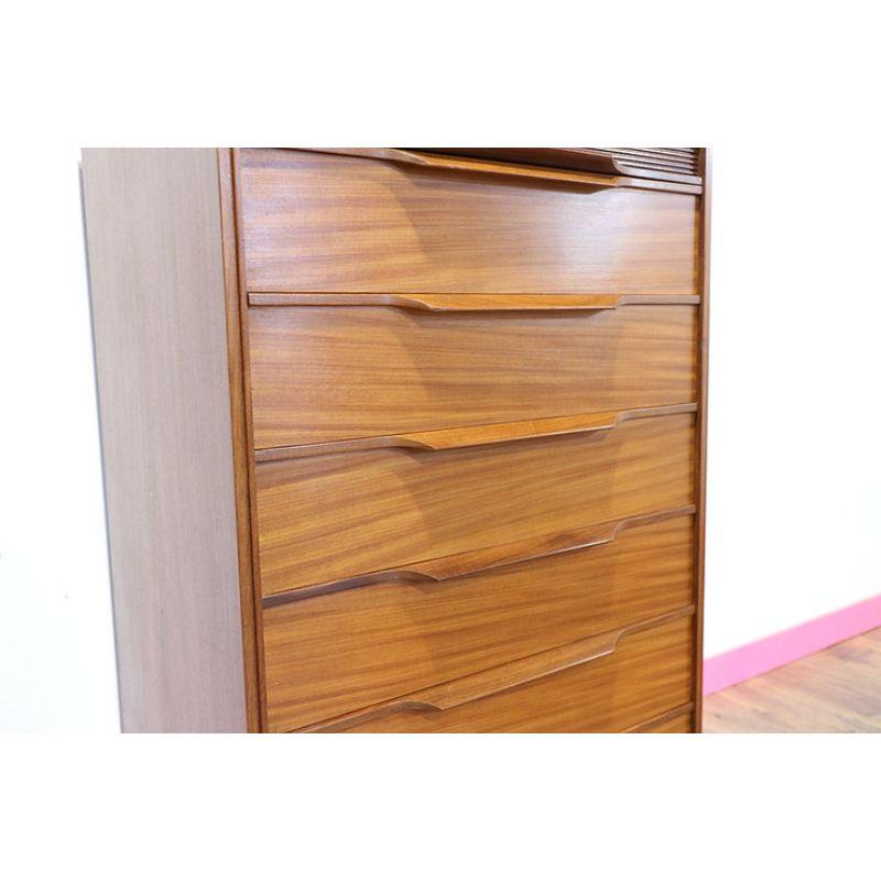 Mid Century Modern Vintage Teak Tall Boy Dresser Drawers by White and Newton In Good Condition In Los Angeles, CA