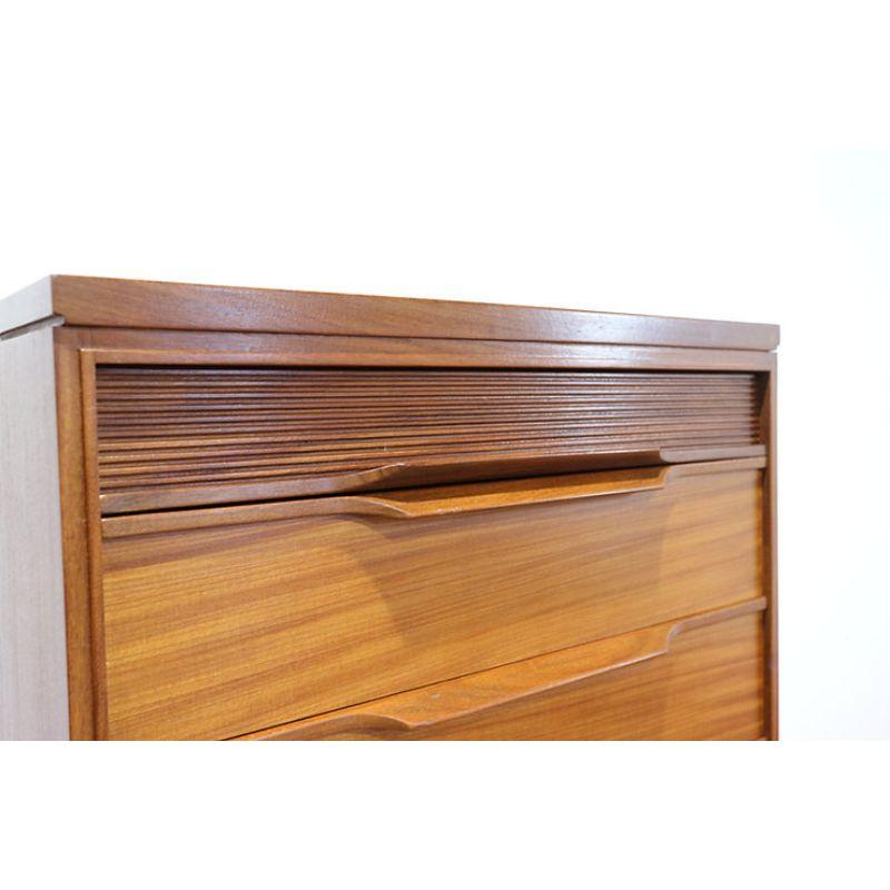 20th Century Mid Century Modern Vintage Teak Tall Boy Dresser Drawers by White and Newton