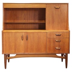 Mid Century Modern Vintage Teak Tall Buffet Hutch Sideboard Credenza by G plan