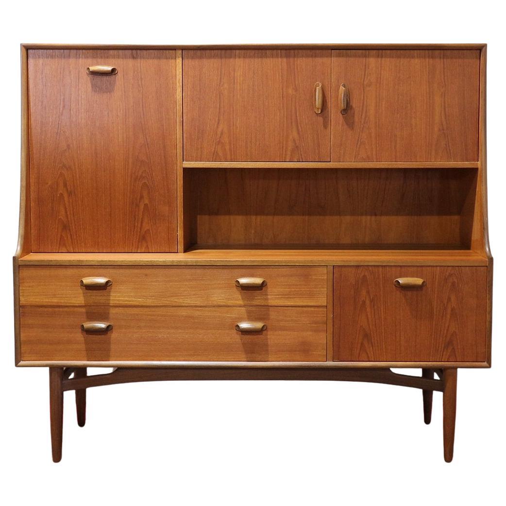 Mid Century Modern Vintage Teak Tall Credenza Buffet Sideboard by G Plan For Sale