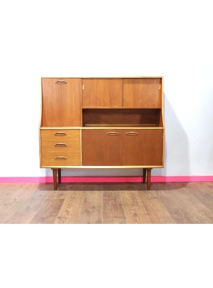 Mid Century Modern Vintage Teak Tall Credenza Buffet Sideboard by Jentique For Sale 6