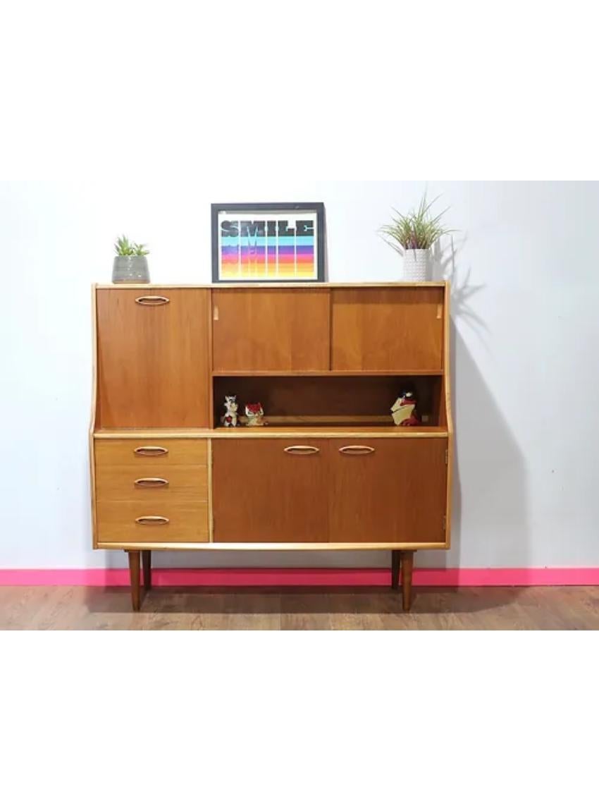 Mid Century Modern Vintage Teak Tall Credenza Buffet Sideboard by Jentique For Sale 7