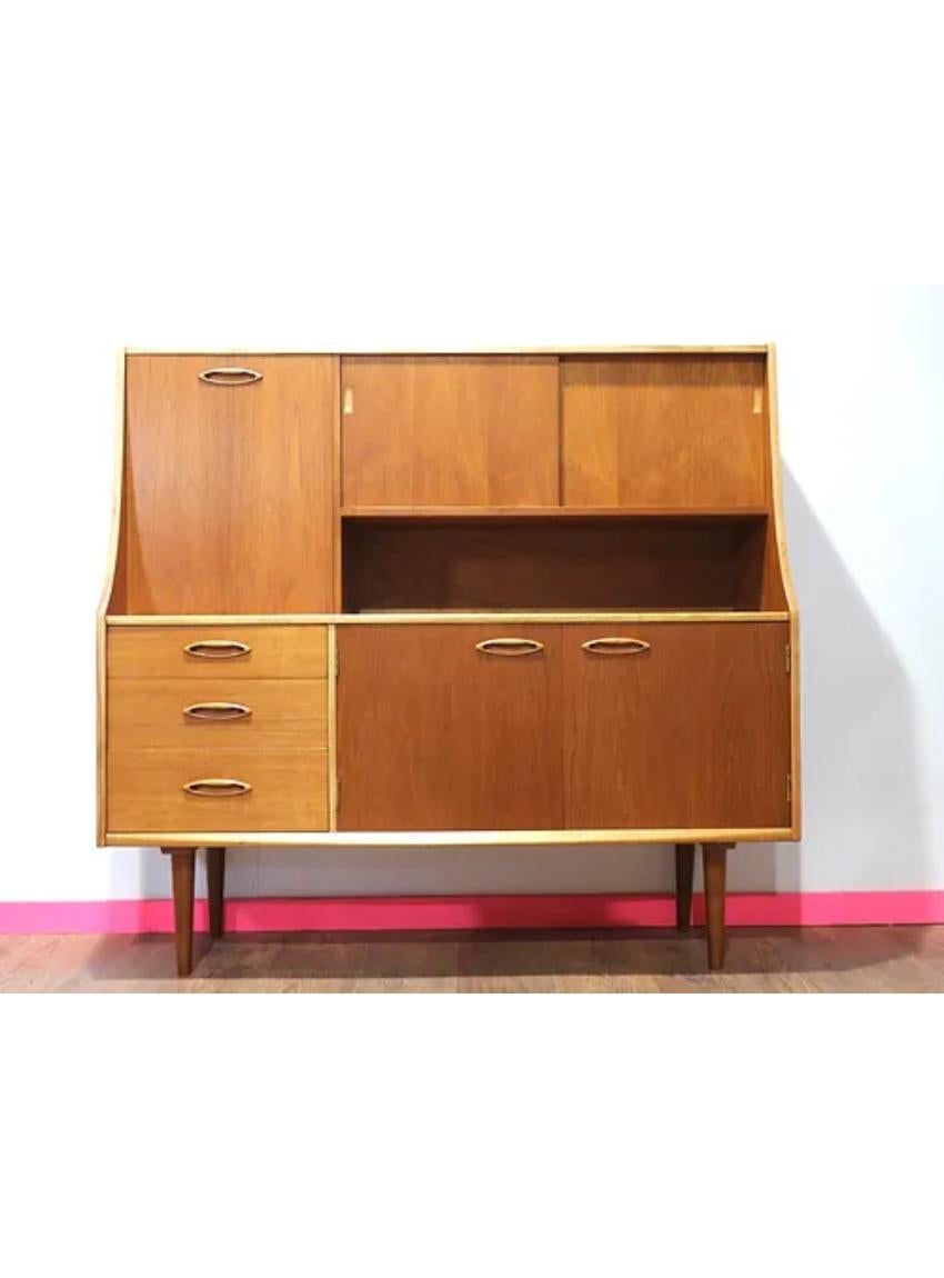 Mid-Century Modern Mid Century Modern Vintage Teak Tall Credenza Buffet Sideboard by Jentique For Sale