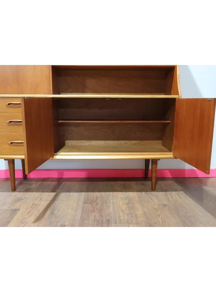 Mid Century Modern Vintage Teak Tall Credenza Buffet Sideboard by Jentique For Sale 1