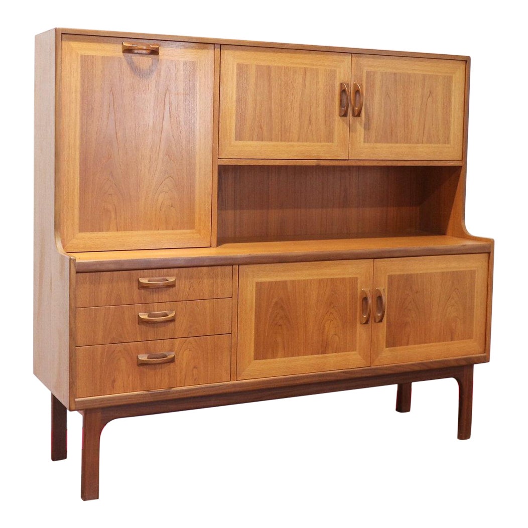 Mid Century Modern Vintage Teak Tall Credenza Bufffet By G Plan Danish Style