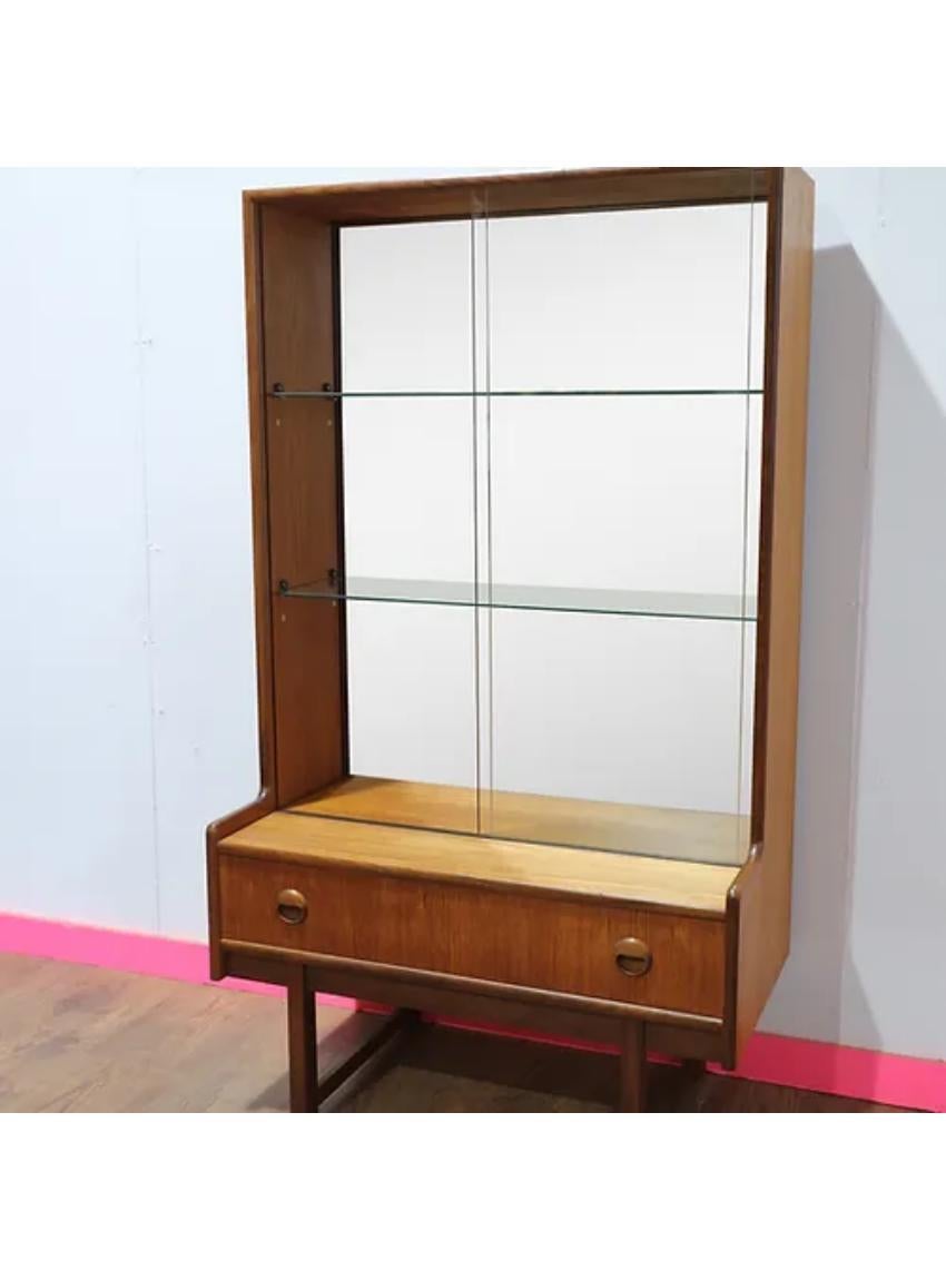 Mid Century Modern Vintage Teak Tall Display China Cabinet by Turnidge of London 4