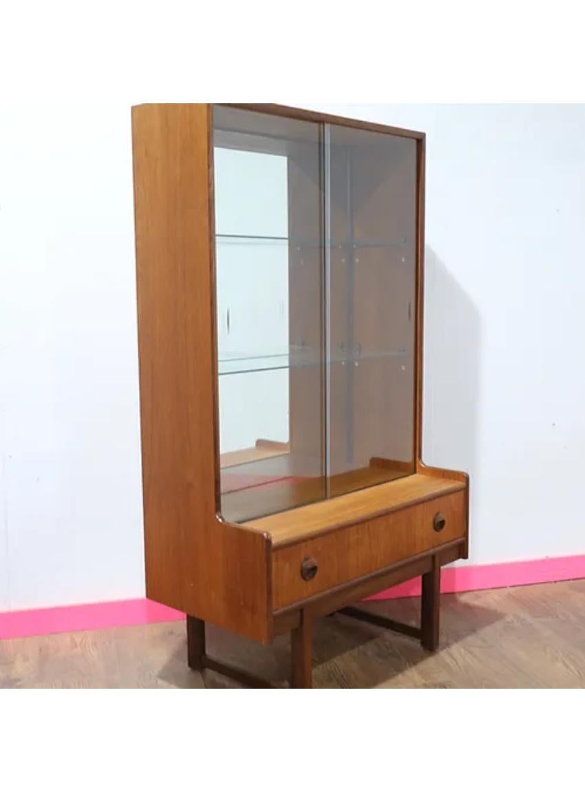 Mid Century Modern Vintage Teak Tall Display China Cabinet by Turnidge of London 2