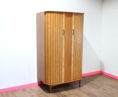 Mid Century Modern Vintage Teak Tambour Door Ausinsuite Armoire Wardrobe
