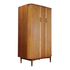 Mid Century Modern Vintage Teak Tambour Door Ausinsuite Armoire Wardrobe
