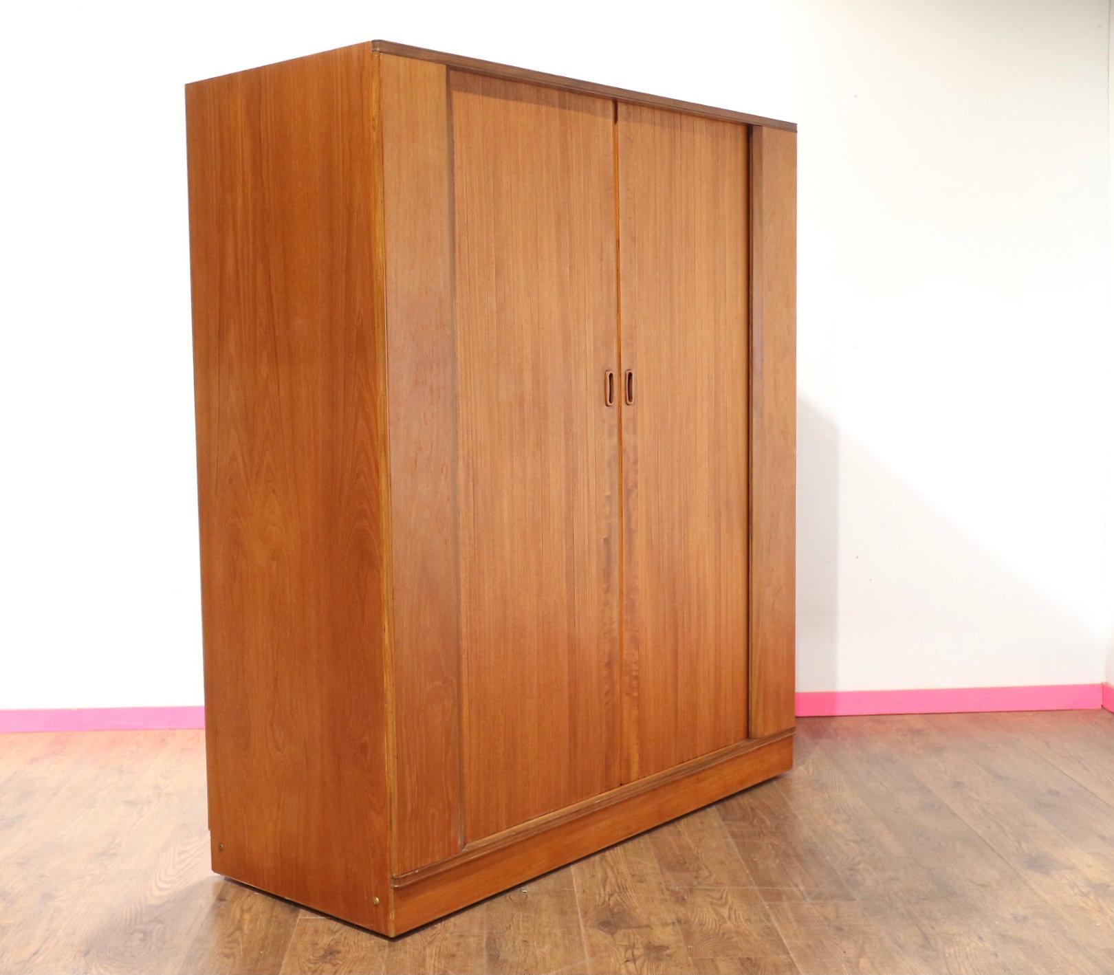 British Mid Century Modern Vintage Teak Triple Armoire Wardrobe by Austinsuite