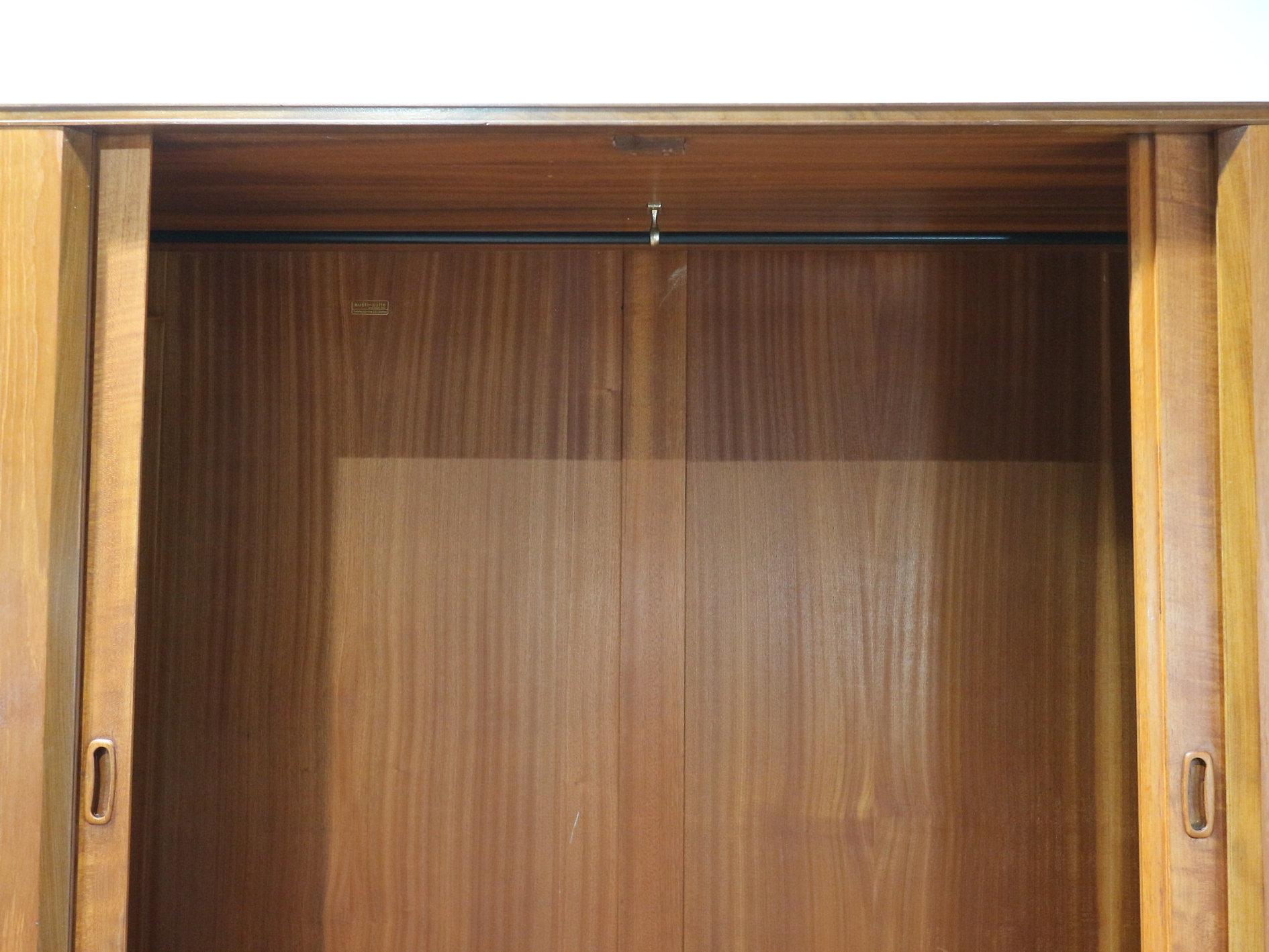 Mid Century Modern Vintage Teak Triple Armoire Wardrobe by Austinsuite In Good Condition In Los Angeles, CA
