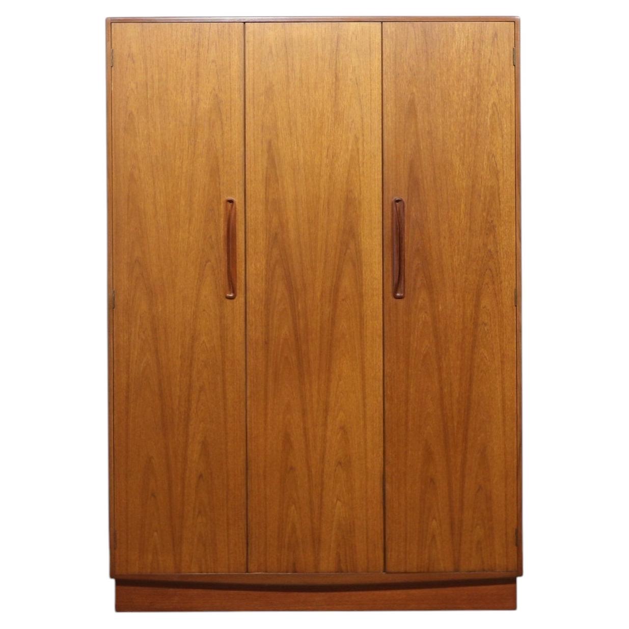 Mid Century Modern Vintage Teak Triple Armoire Wardrobe by G plan Danish Style