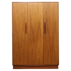 Mid Century Modern Vintage Teak Triple Armoire Wardrobe by G plan Danish Style