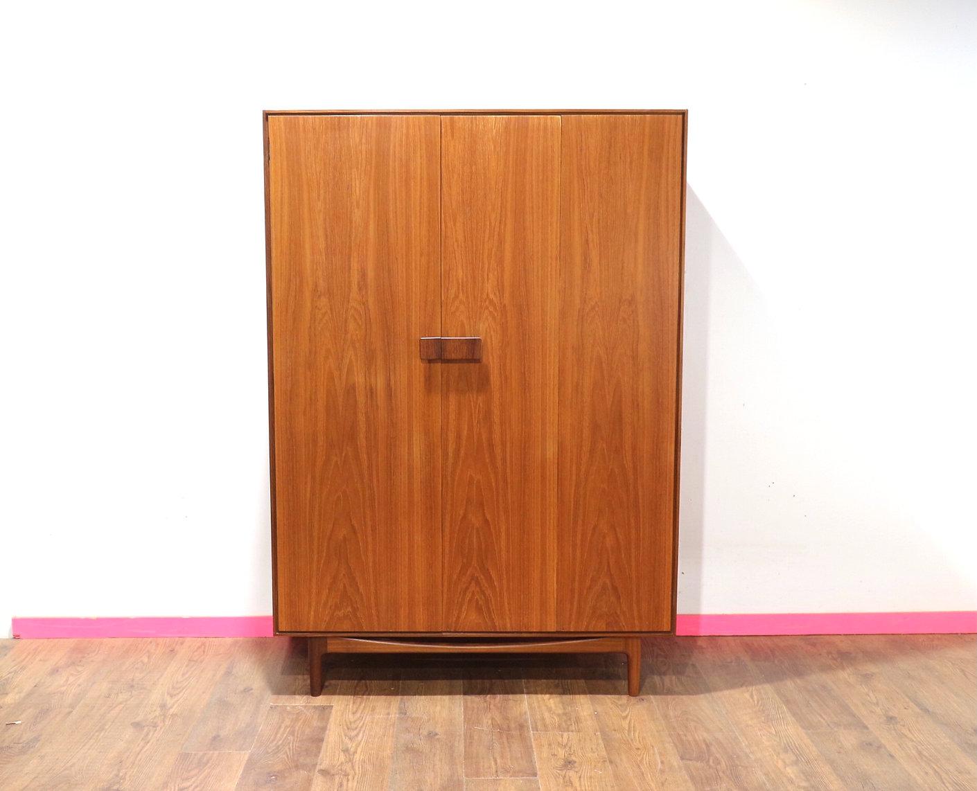 Mid Century Modern Vintage Teak Triple Armoire Wardrobe by G Plan Kofod Larsen 5
