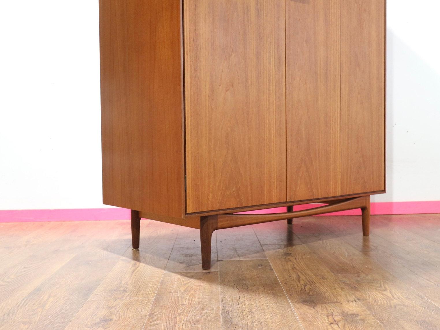 Mid Century Modern Vintage Teak Triple Armoire Wardrobe by G Plan Kofod Larsen In Good Condition In Los Angeles, CA