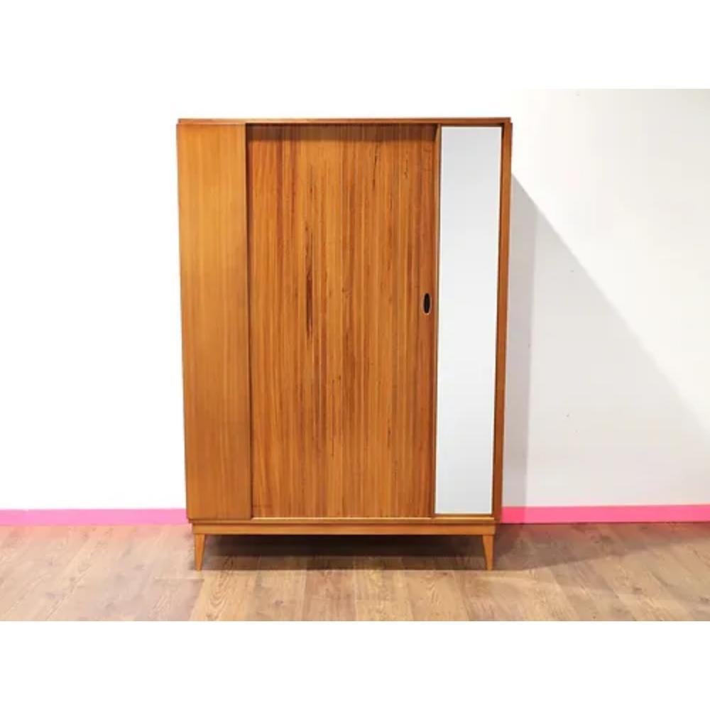 Mid Century Modern VIntage Teak Tripple Armoire with Tambour Door by Austinsuite 4