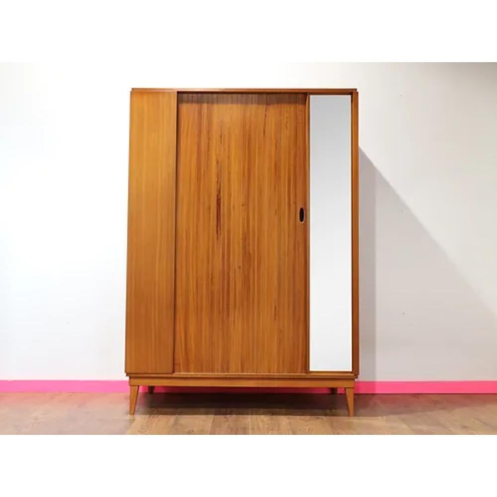 Mid-Century Modern Mid Century Modern VIntage Teak Tripple Armoire with Tambour Door by Austinsuite