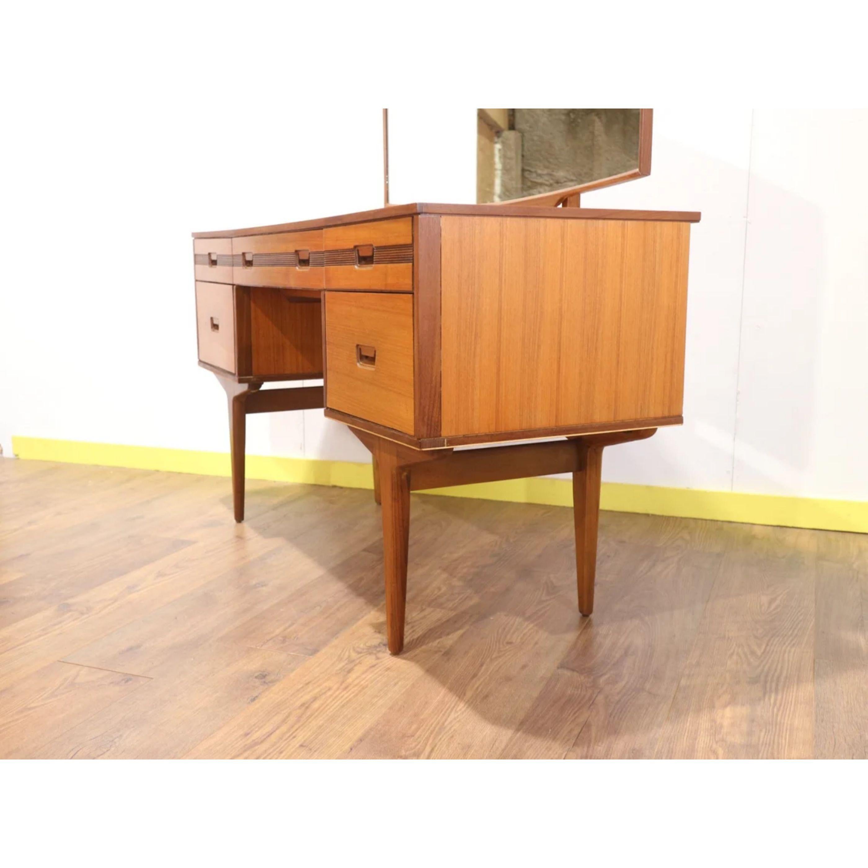 20th Century Mid Century Modern Vintage Teak Vanity Desk by Butilux Danish G Plan British