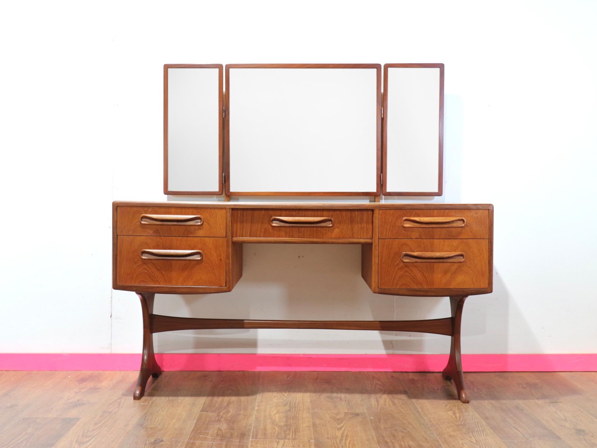 Mid Century Modern Vintage Teak Vanity Dresser Desk by G Plan Danish Style 8