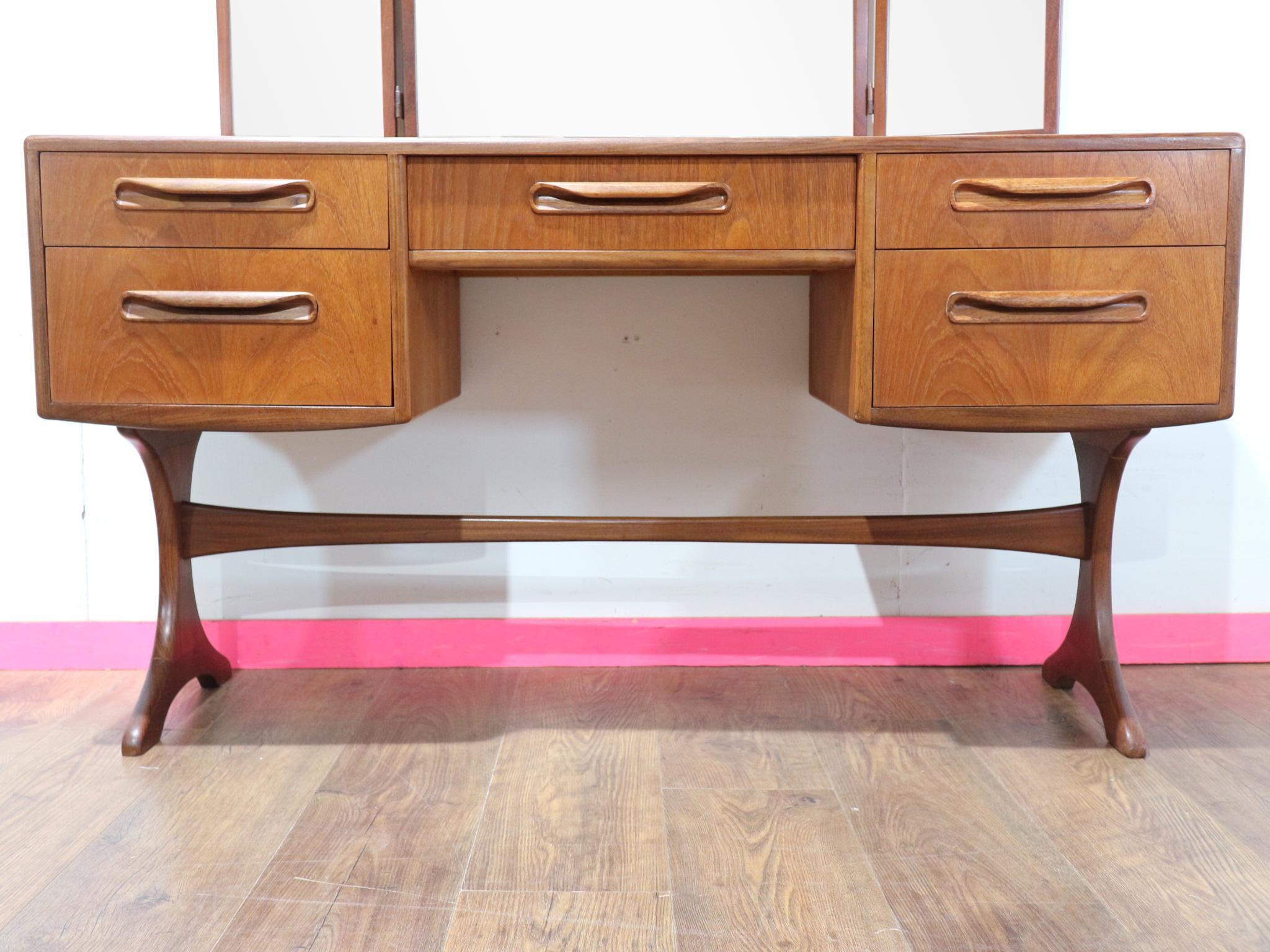 Mid Century Modern Vintage Teak Vanity Dresser Desk by G Plan Danish Style 9