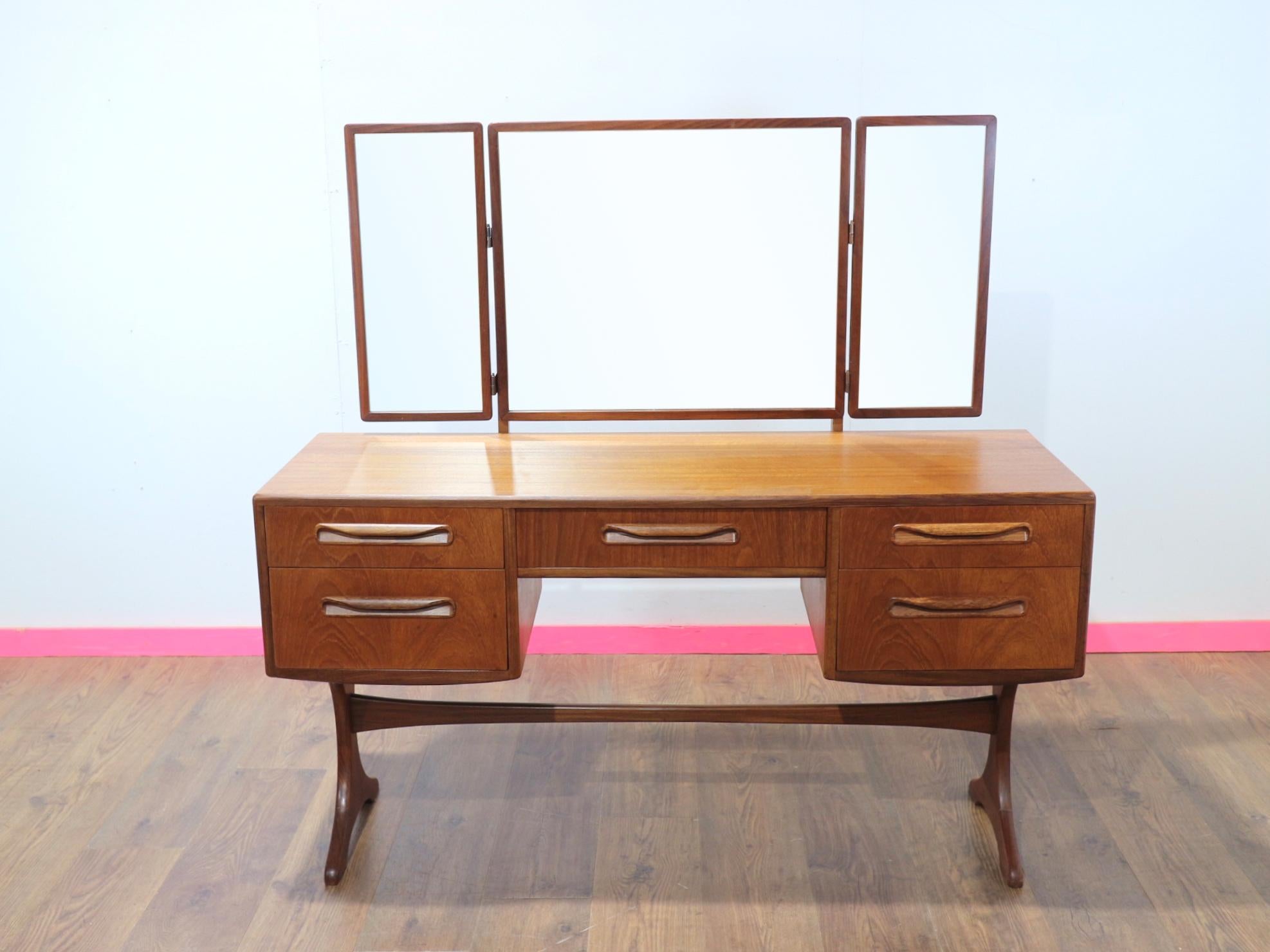 Mid Century Modern Vintage Teak Vanity Dresser Desk by G Plan Danish Style 10