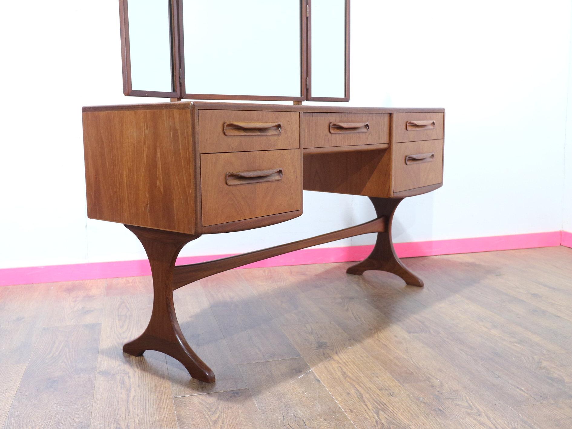 Mid Century Modern Vintage Teak Vanity Dresser Desk by G Plan Danish Style 2