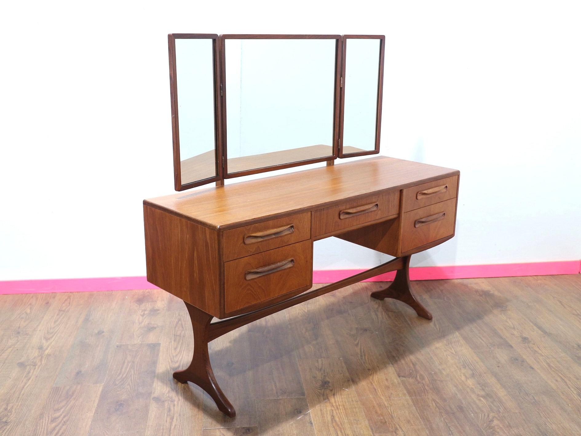 Mid Century Modern Vintage Teak Vanity Dresser Desk by G Plan Danish Style 3