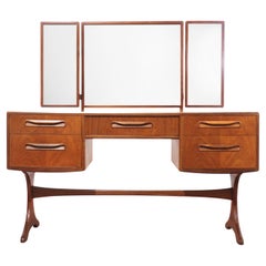 Mid Century Modern Vintage Teak Vanity Dresser Desk by G Plan Danish Style