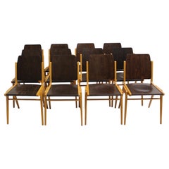 Mid Century Modern Vintage Diez Sillas de Comedor Bicolor Franz Schuster 1959 Viena