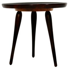Mid-Century Modern Vintage Tiny Circular Beech Side Table Flower Table 1950s