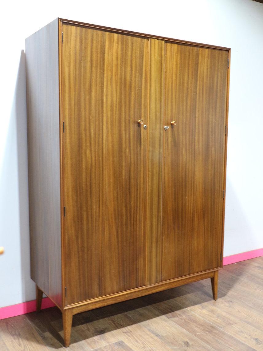 Mid-Century Modern Mid Century Modern Vintage Triple Walnut Armoire Wardrobe by Alfred Cox