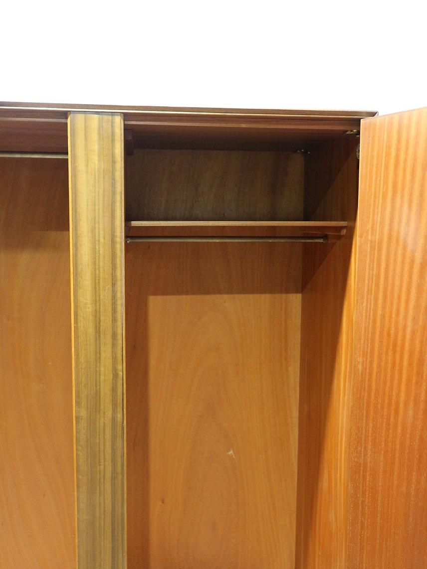 20th Century Mid Century Modern Vintage Triple Walnut Armoire Wardrobe by Alfred Cox