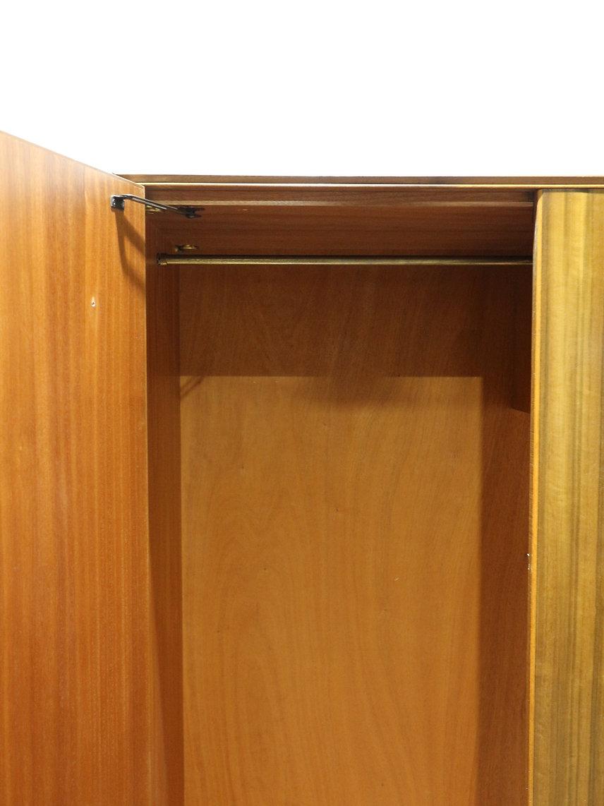 Mid Century Modern Vintage Triple Walnut Armoire Wardrobe by Alfred Cox 1