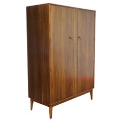 Mid Century Modern Vintage Triple Walnut Armoire Wardrobe by Alfred Cox