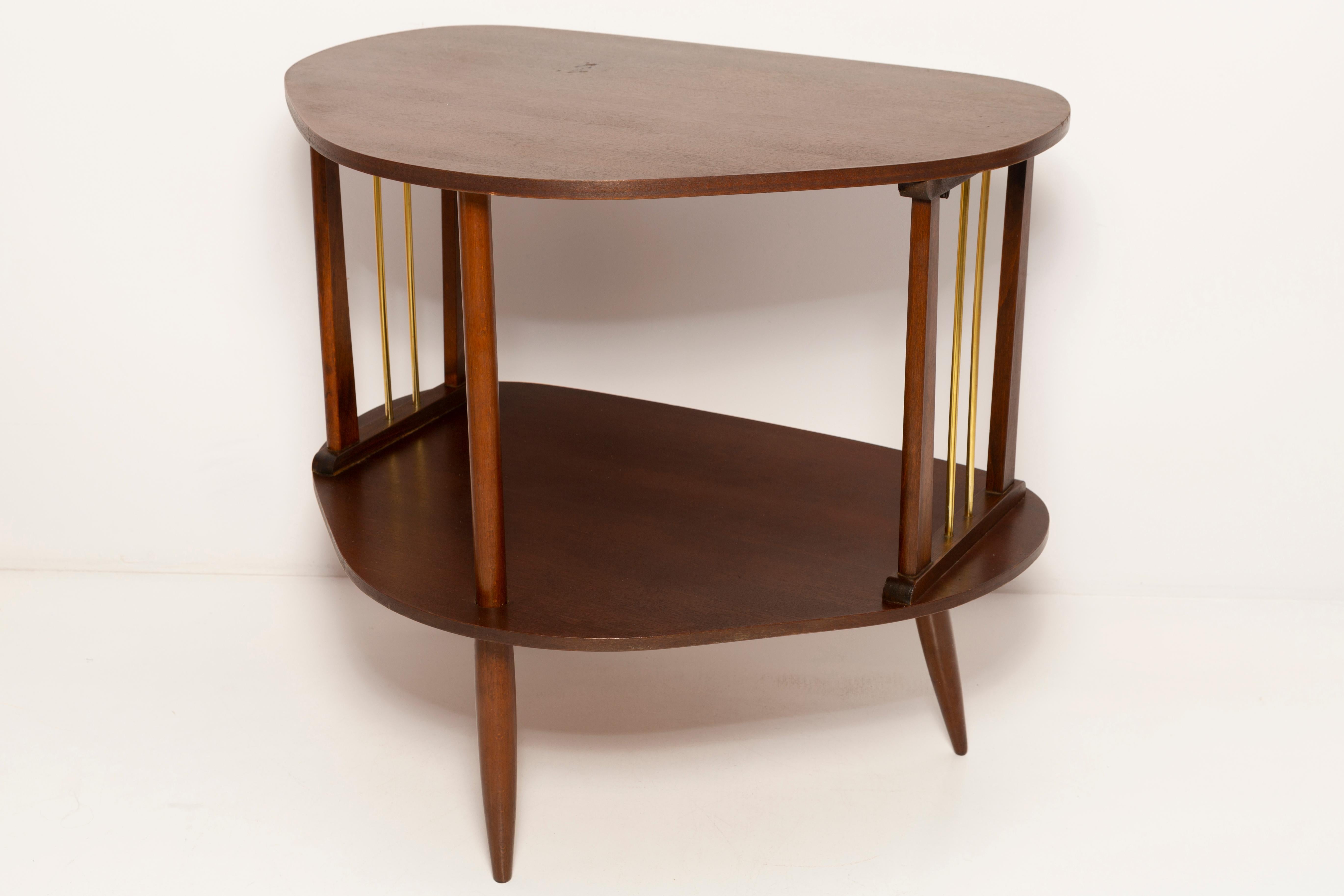 Mid-Century Modern Vintage TV Side Table, Beechwood, Poland, 1960s For Sale 7