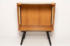 Table d'appoint TV moderne du milieu du siècle dernier, bois de hêtre, Pologne, années 1960