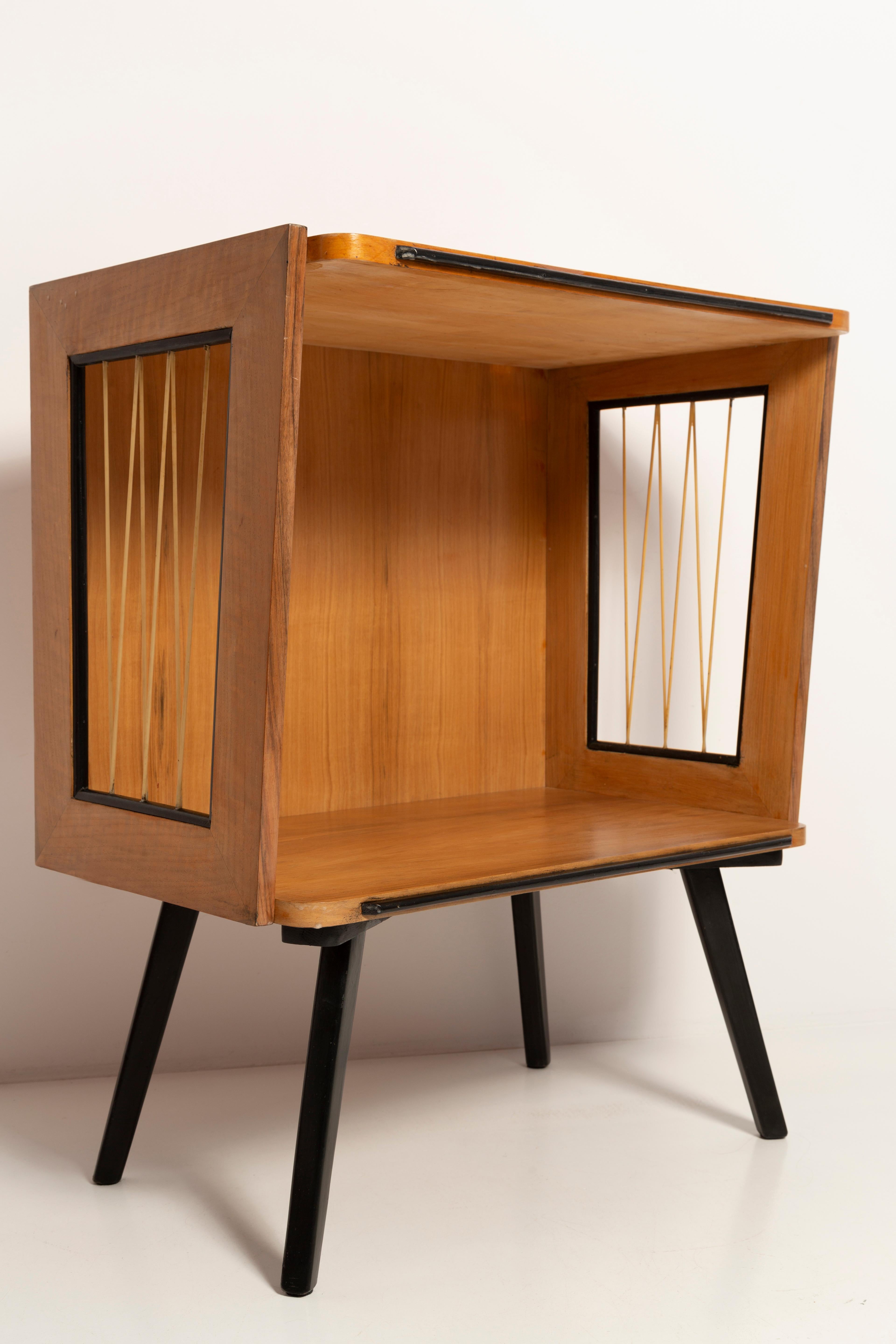 20th Century Mid-Century Modern Vintage TV Side Table, Beechwood, Poland, 1960s For Sale