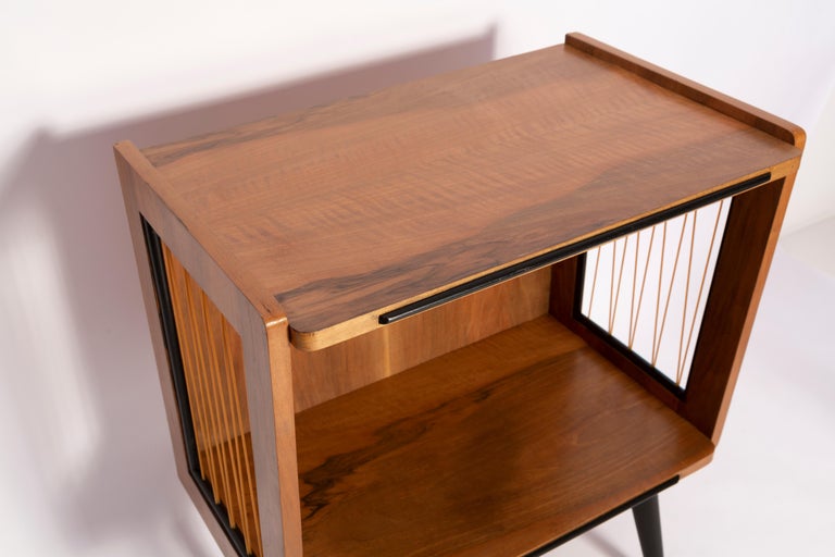 MidCentury Modern Vintage TV Side Table, Beechwood, Poland, 1960s For