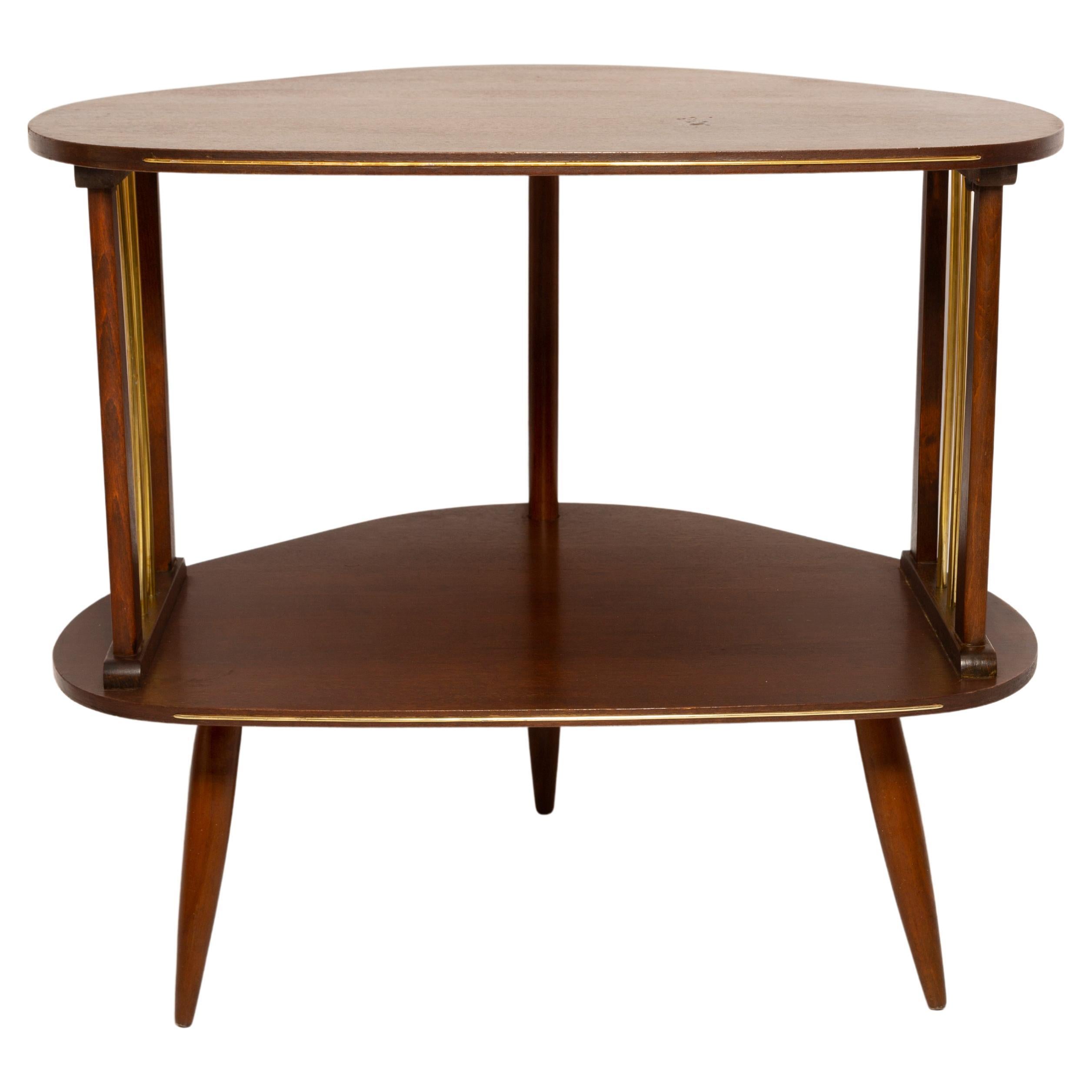 Mid-Century Modern Vintage TV Side Table, Beechwood, Poland, 1960s For Sale