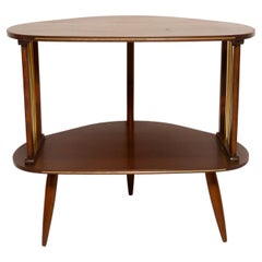 Table d'appoint TV moderne du milieu du siècle dernier, bois de hêtre, Pologne, années 1960