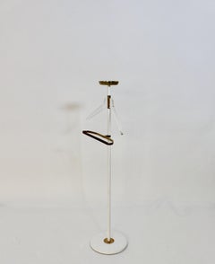 Mid Century Modern Vintage Valet White Gold Metal Brass Leather Lucite 1960s